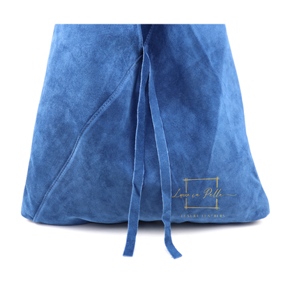 Milano Italian Suede Slouch Hobo Bag with Tan Leather Handle