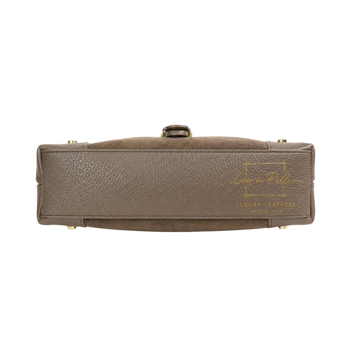 Genuine Suede & Leather Shoulder Bag with Buckle Detail