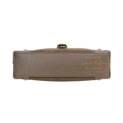 Genuine Suede & Leather Shoulder Bag with Buckle Detail