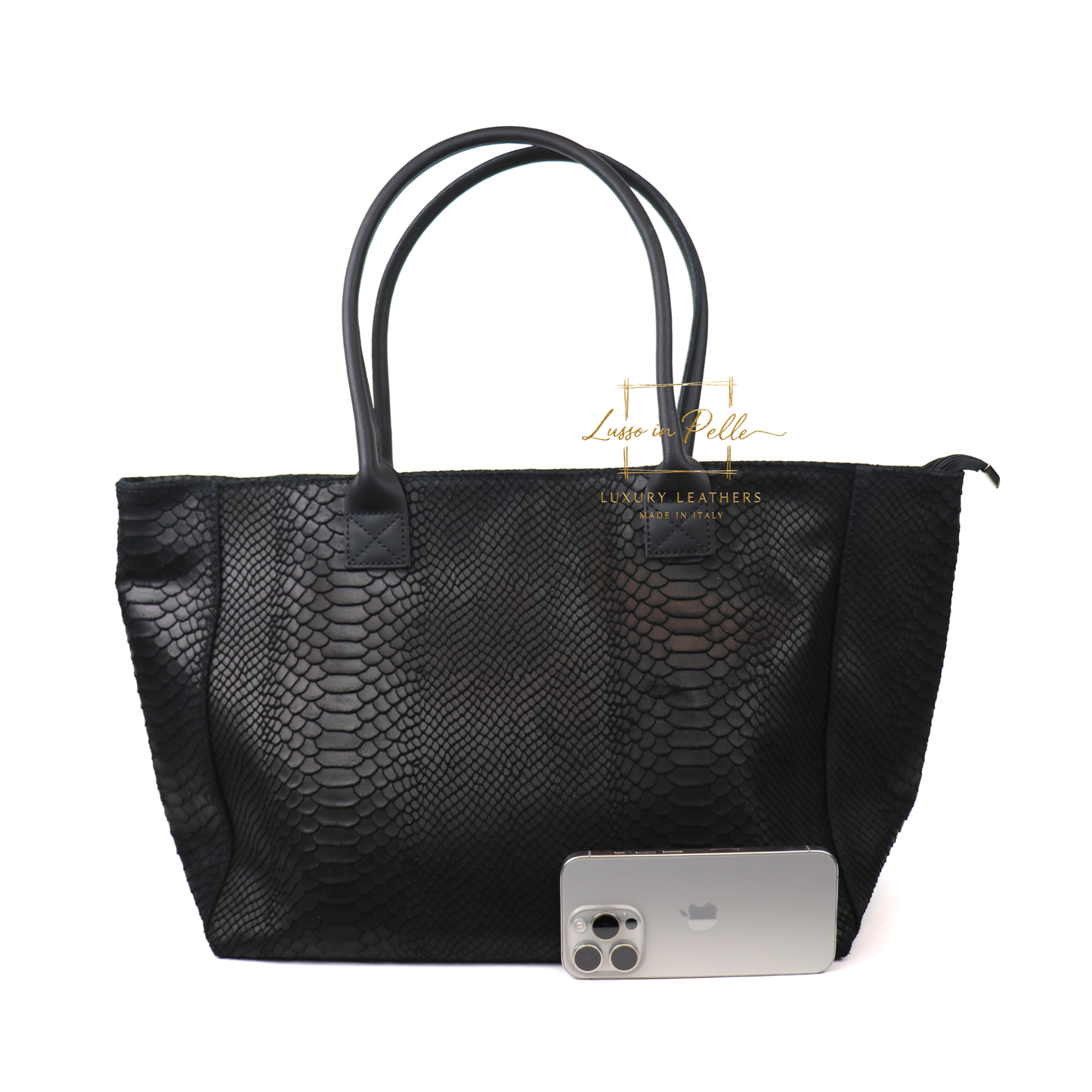 Suede Snake Print Two Style Large Shopper Bag