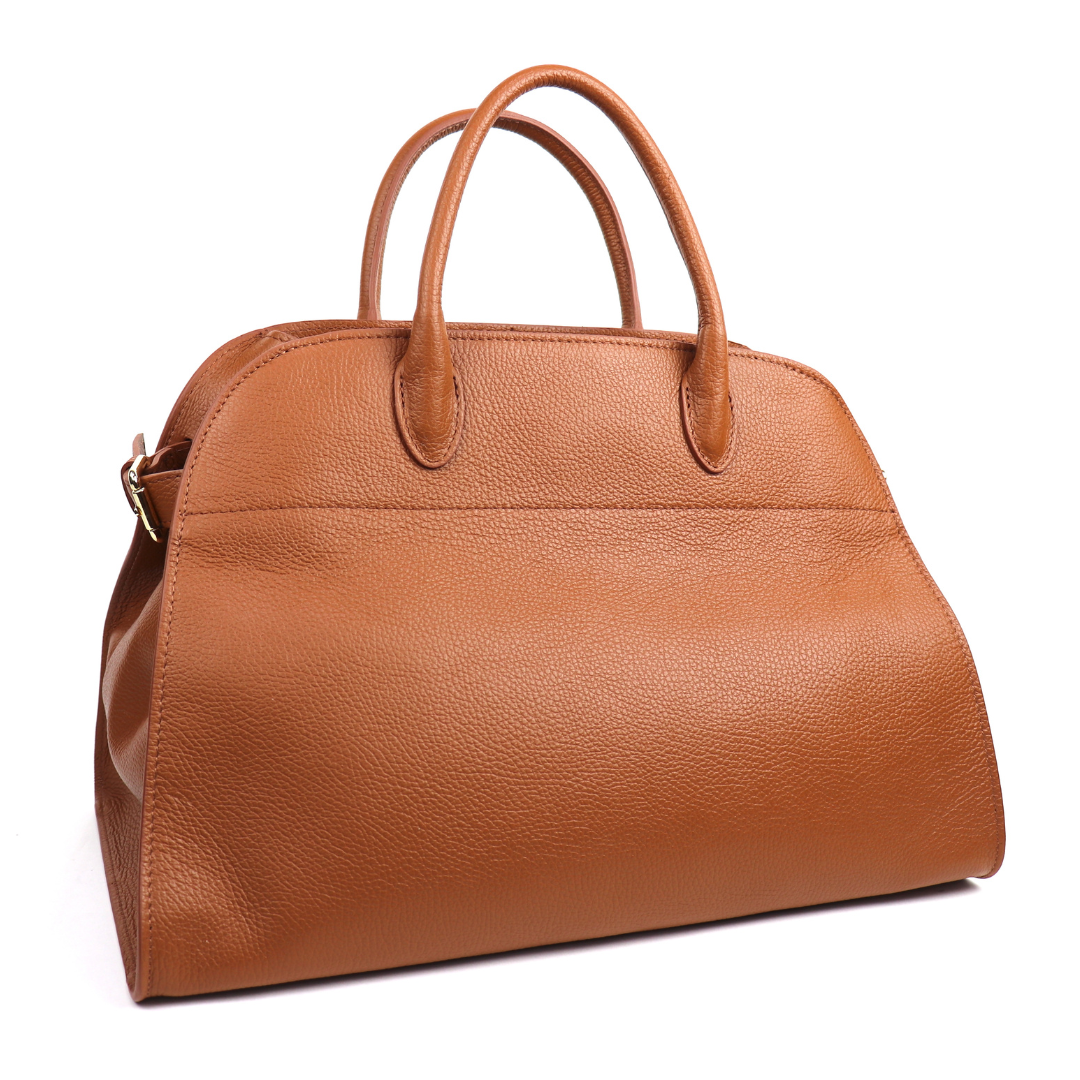 Large Buckled Leather Tote Bag