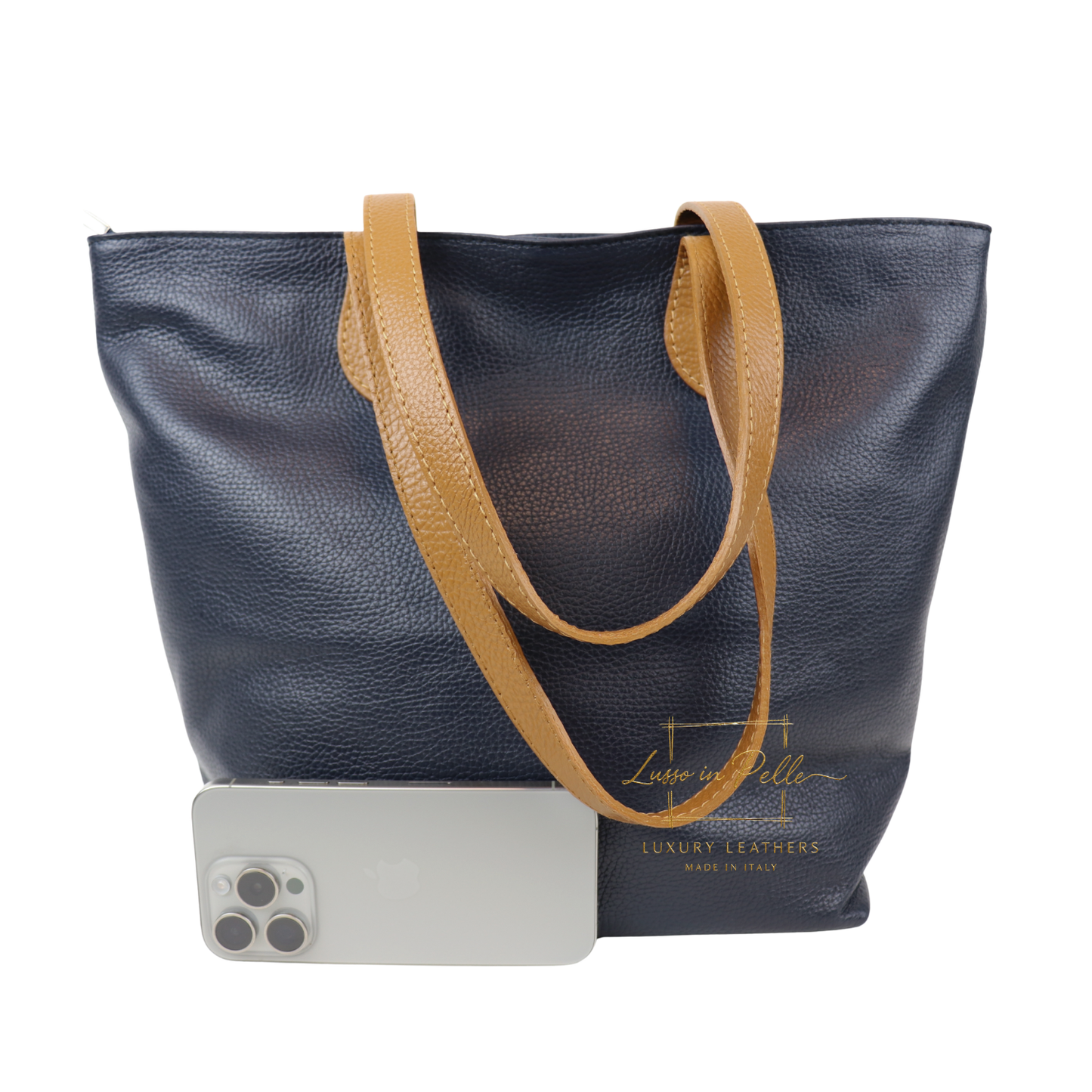 The Essential Tote (Handmade Italian Leather Shoulder Bag Tan Handle)