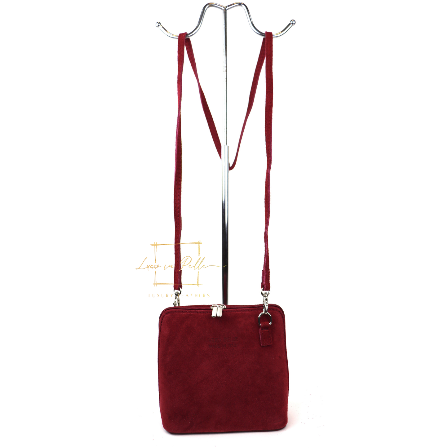 Ella Small Square Suede Crossbody Bag with Detachable Straps