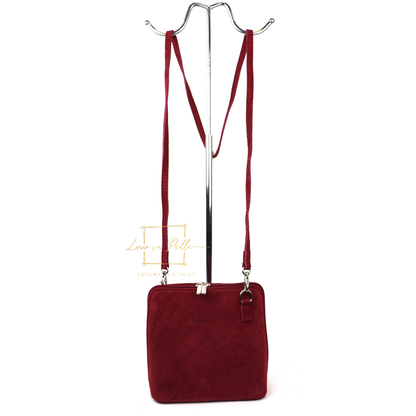 Ella Small Square Suede Crossbody Bag with Detachable Straps