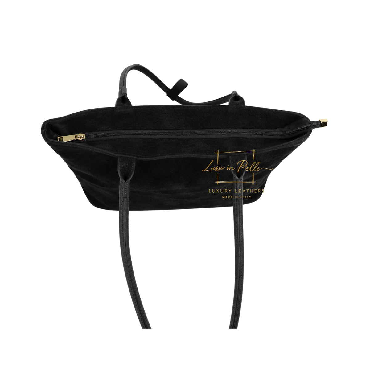 Genuine Leather Suede Shoulder Bag with Gold Turn Lock Detail