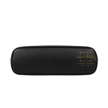 Genuine Leather Suede Shoulder Bag with Gold Turn Lock Detail