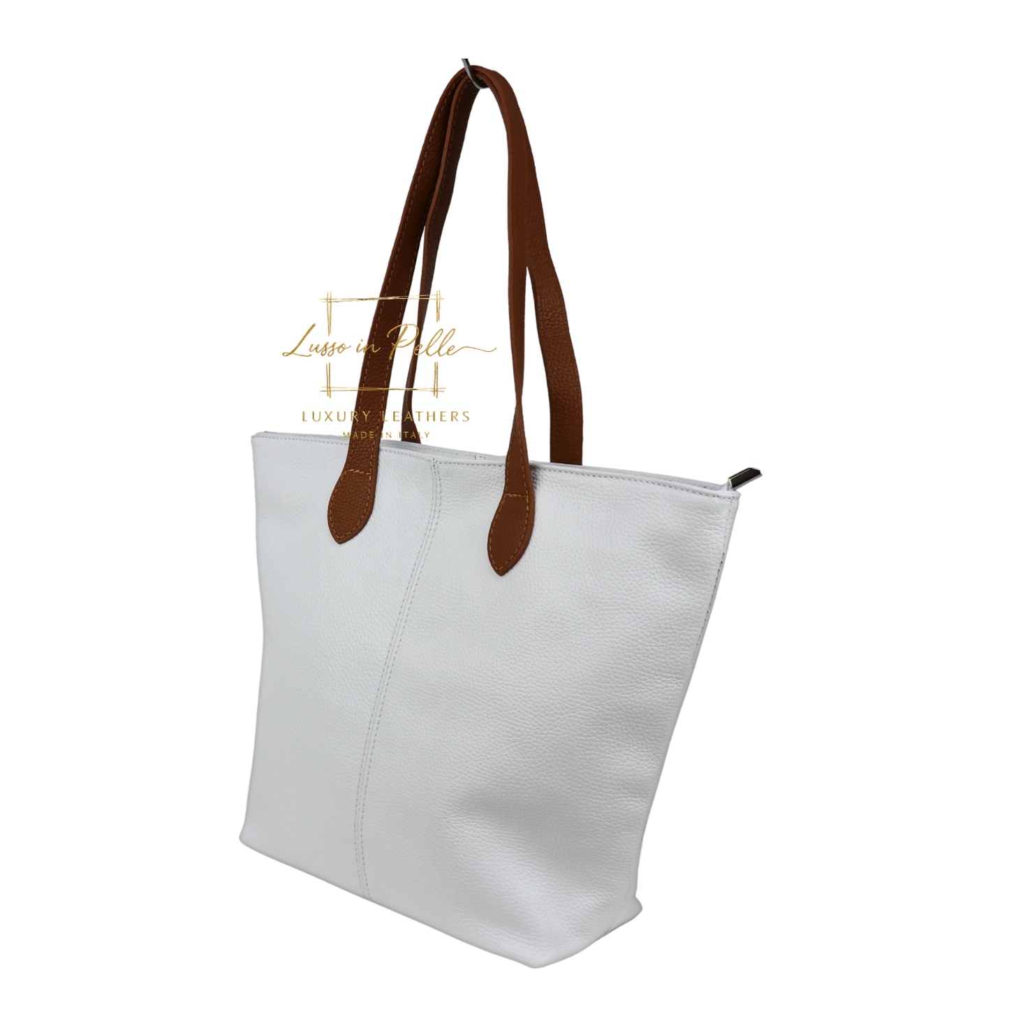The Essential Tote (Handmade Italian Leather Shoulder Bag Tan Handle)