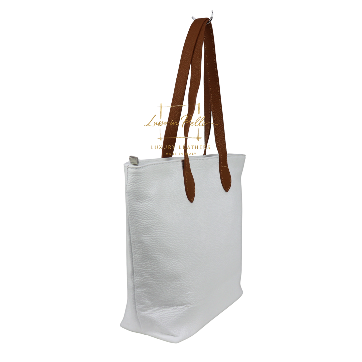 The Essential Tote (Handmade Italian Leather Shoulder Bag Tan Handle)