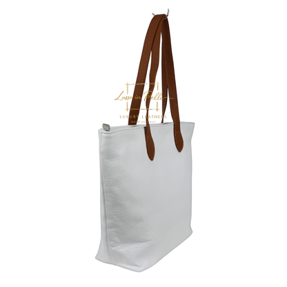 The Essential Tote (Handmade Italian Leather Shoulder Bag Tan Handle)