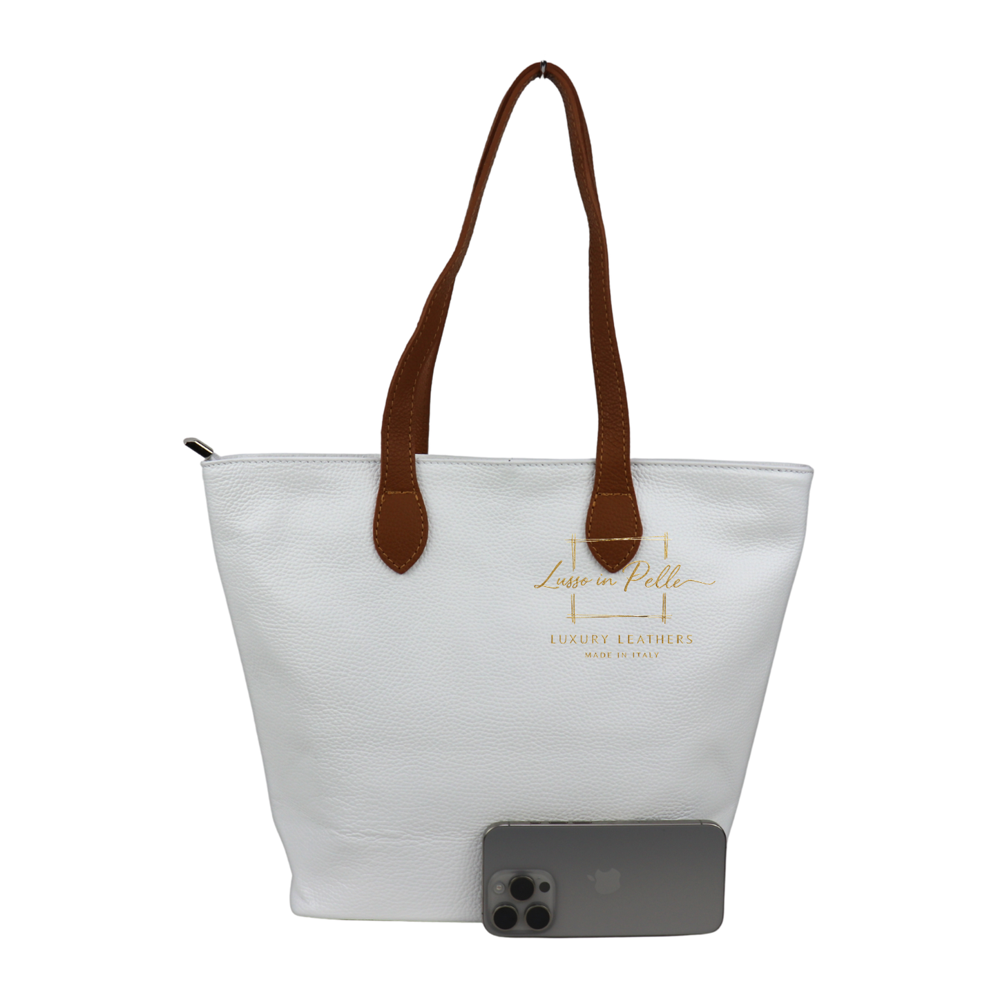 The Essential Tote (Handmade Italian Leather Shoulder Bag Tan Handle)