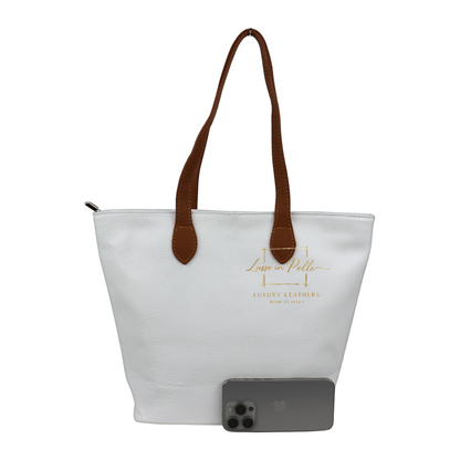 The Essential Tote (Handmade Italian Leather Shoulder Bag Tan Handle)