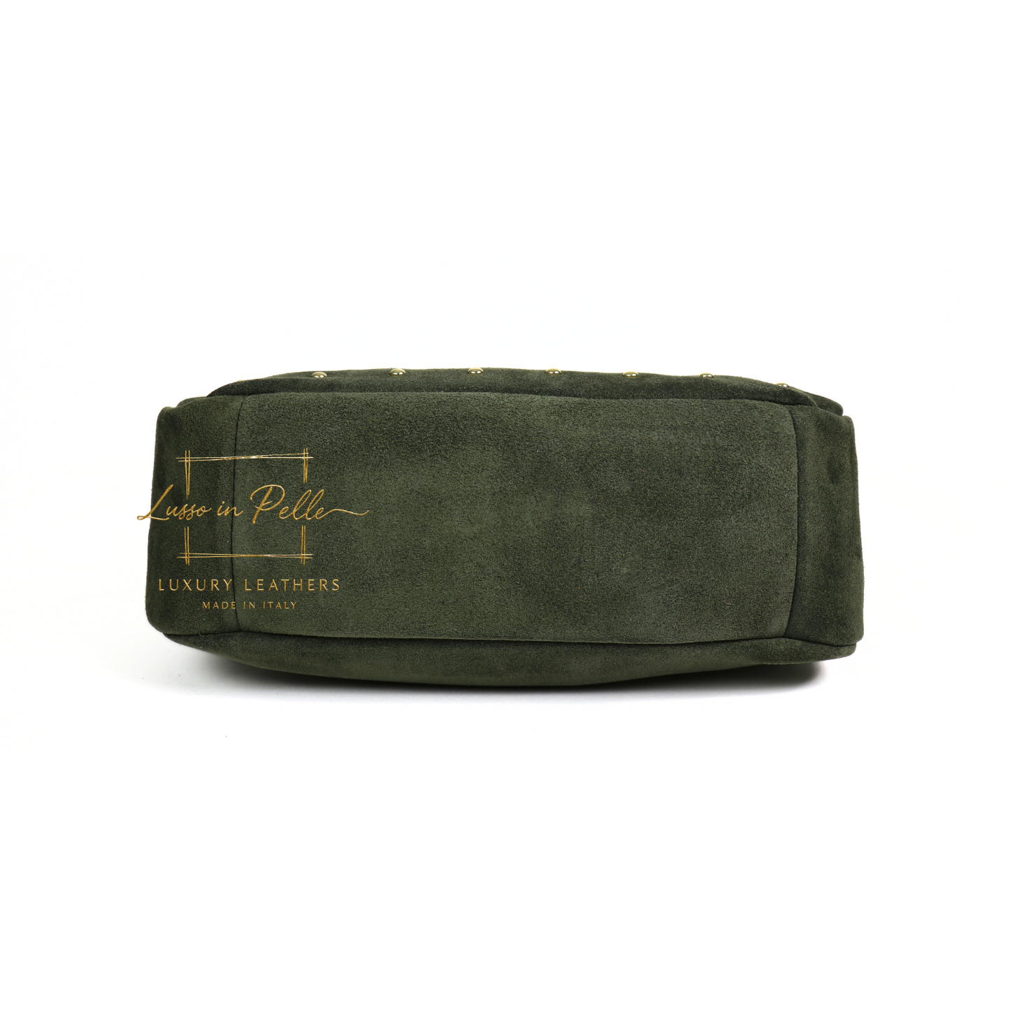 Soft Genuine Suede Shoulder Bag with Gold Stud Detail