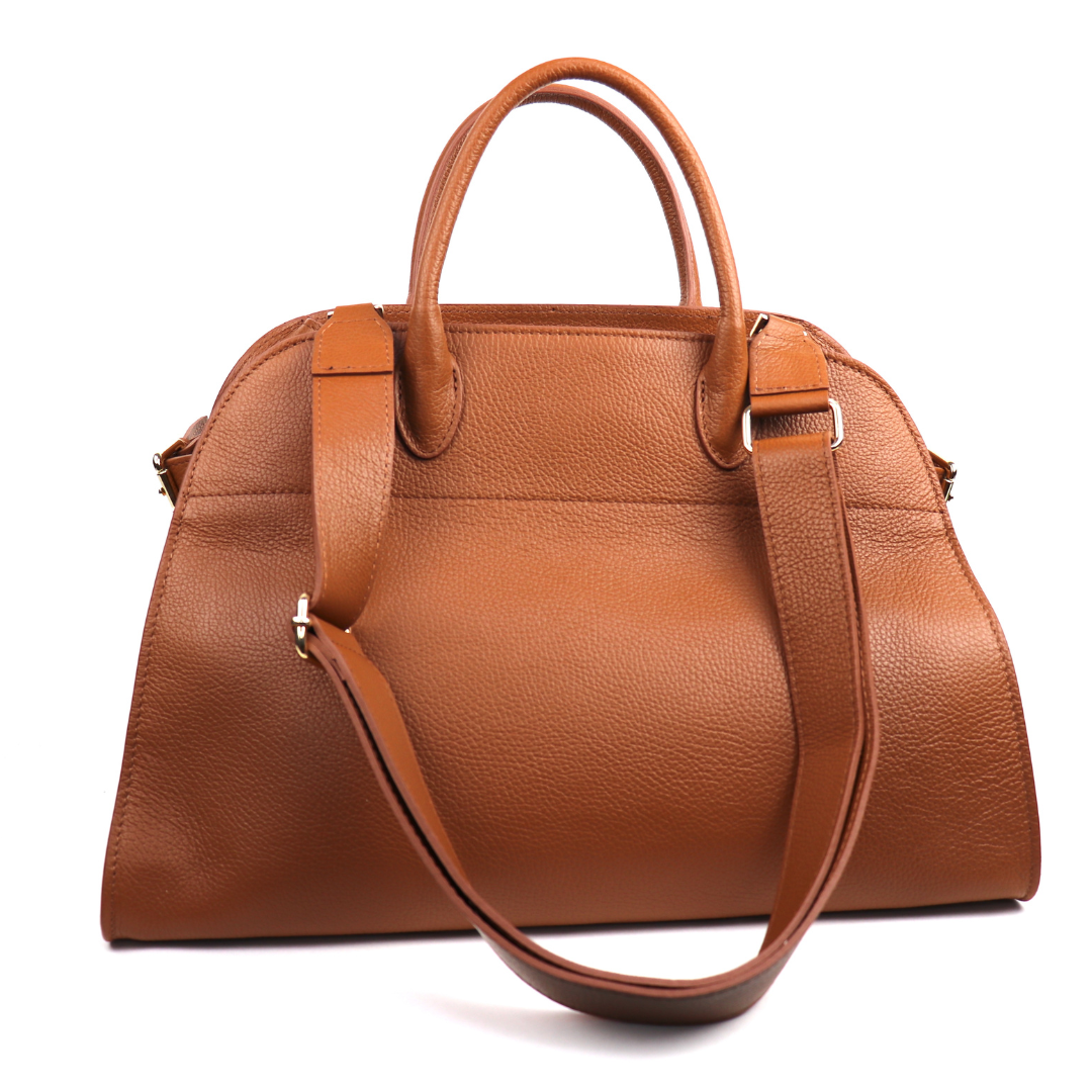 Large Buckled Leather Tote Bag