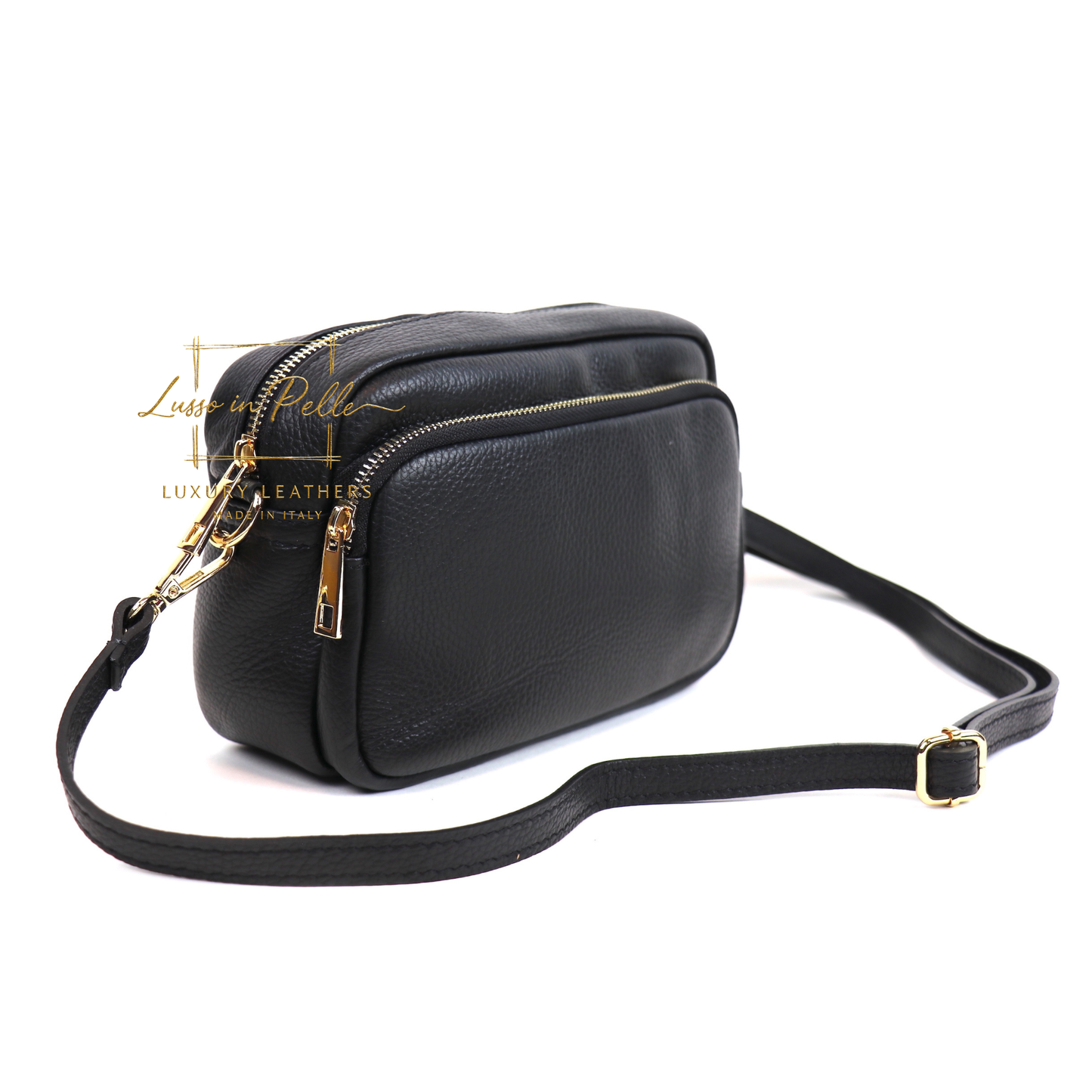 Double Zip Genuine Italian Leather Handbag