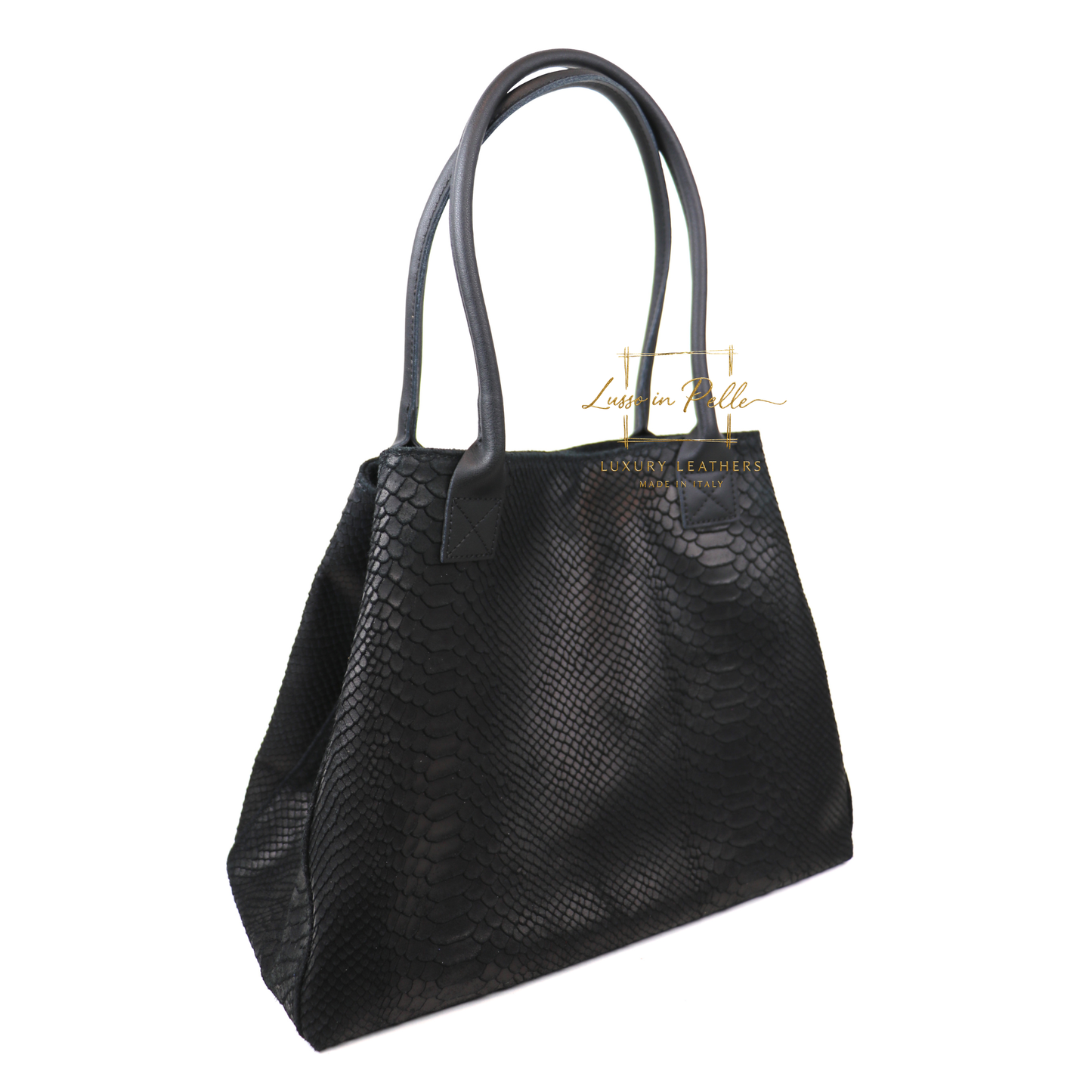 Suede Snake Print Two Style Large Shopper Bag
