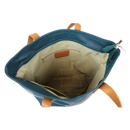 The Essential Tote (Handmade Italian Leather Shoulder Bag Tan Handle)