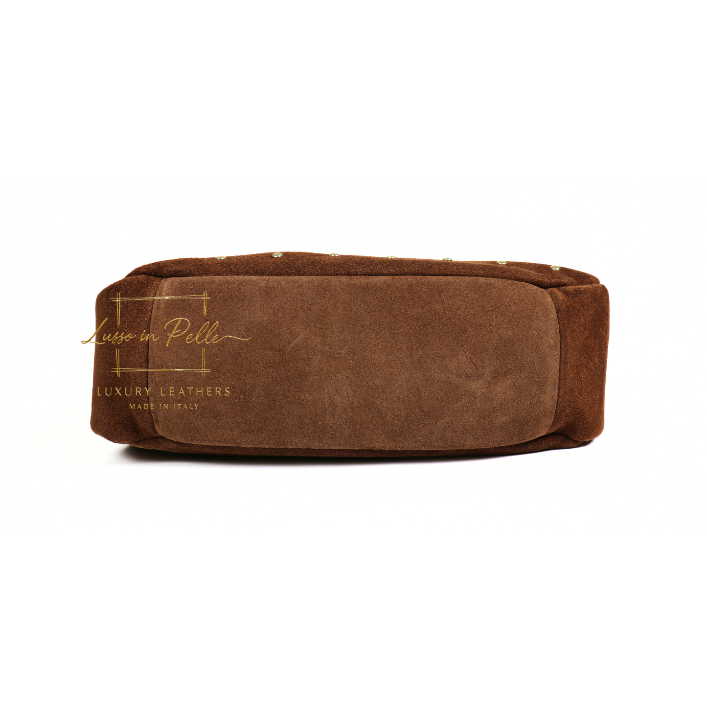 Soft Genuine Suede Shoulder Bag with Gold Stud Detail
