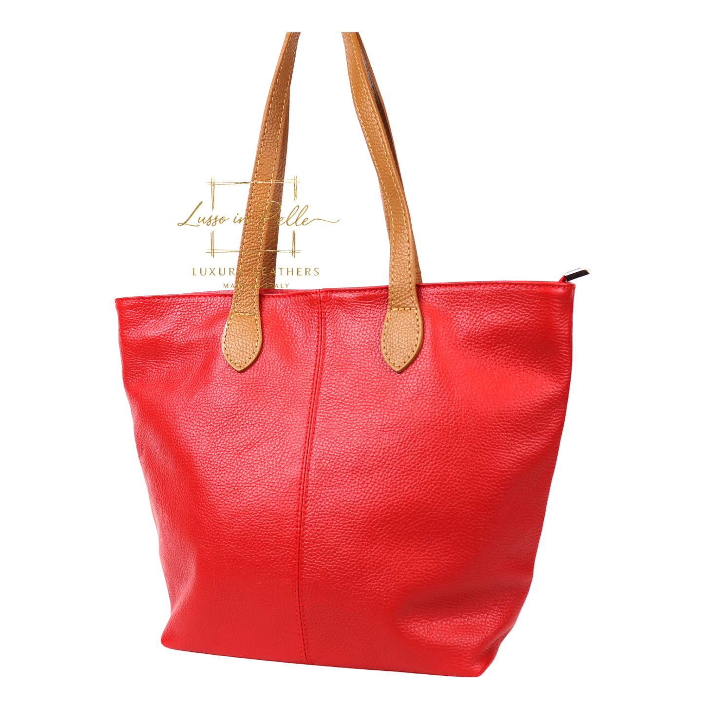 The Essential Tote (Handmade Italian Leather Shoulder Bag Tan Handle)