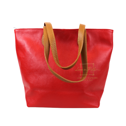 The Essential Tote (Handmade Italian Leather Shoulder Bag Tan Handle)
