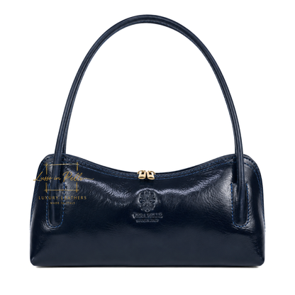 Buffered Leather Elongated Structured Florence Shoulder Bag