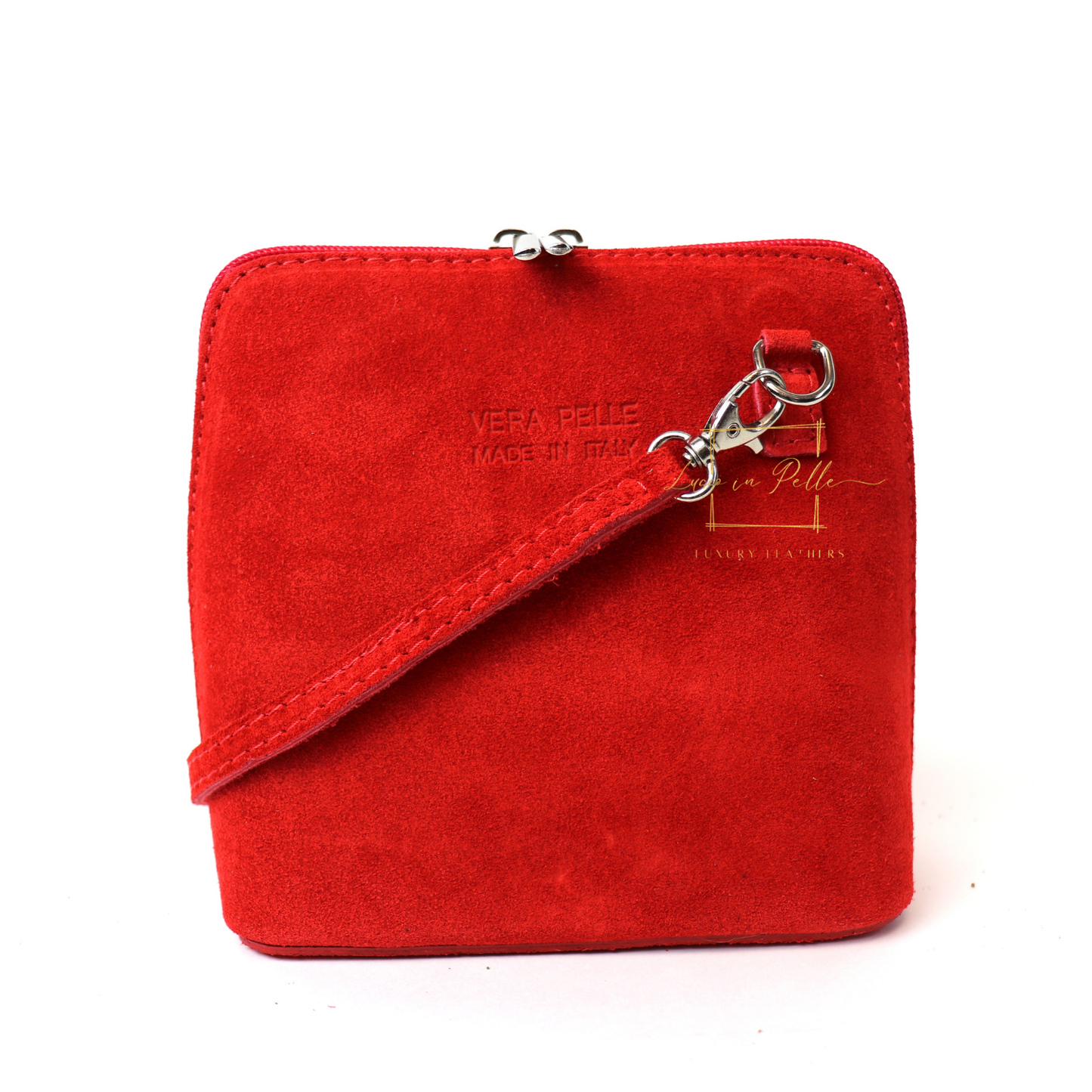 Ella Small Square Suede Crossbody Bag with Detachable Straps