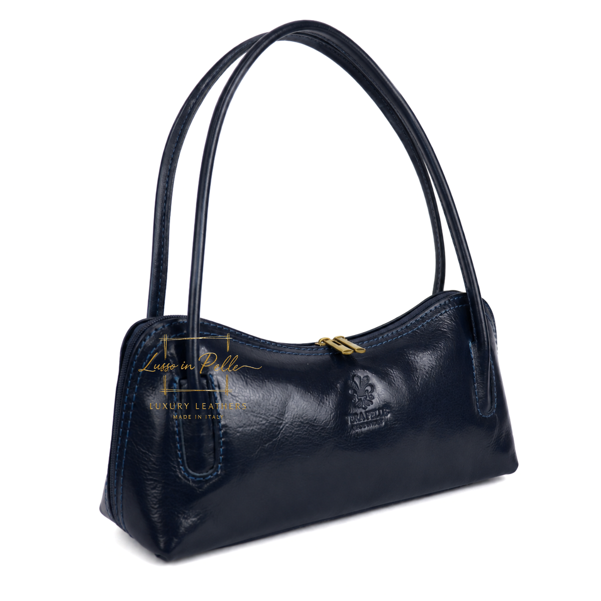 Buffered Leather Elongated Structured Florence Shoulder Bag