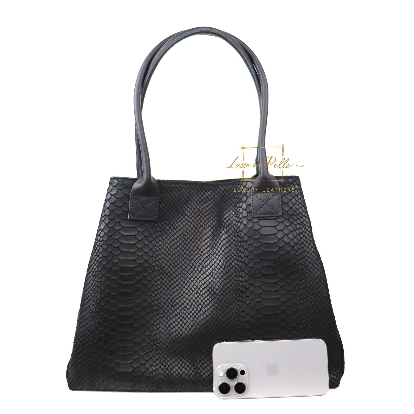 Suede Snake Print Two Style Large Shopper Bag