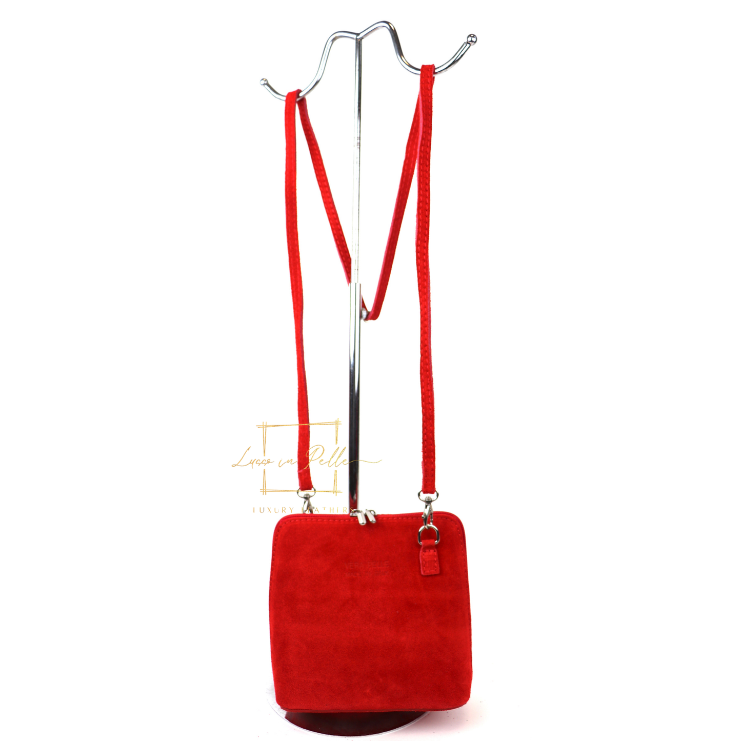 Ella Small Square Suede Crossbody Bag with Detachable Straps