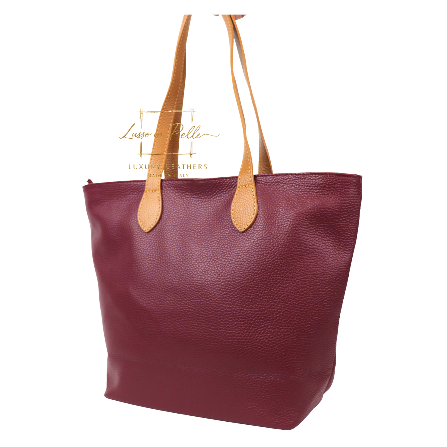 The Essential Tote (Handmade Italian Leather Shoulder Bag Tan Handle)