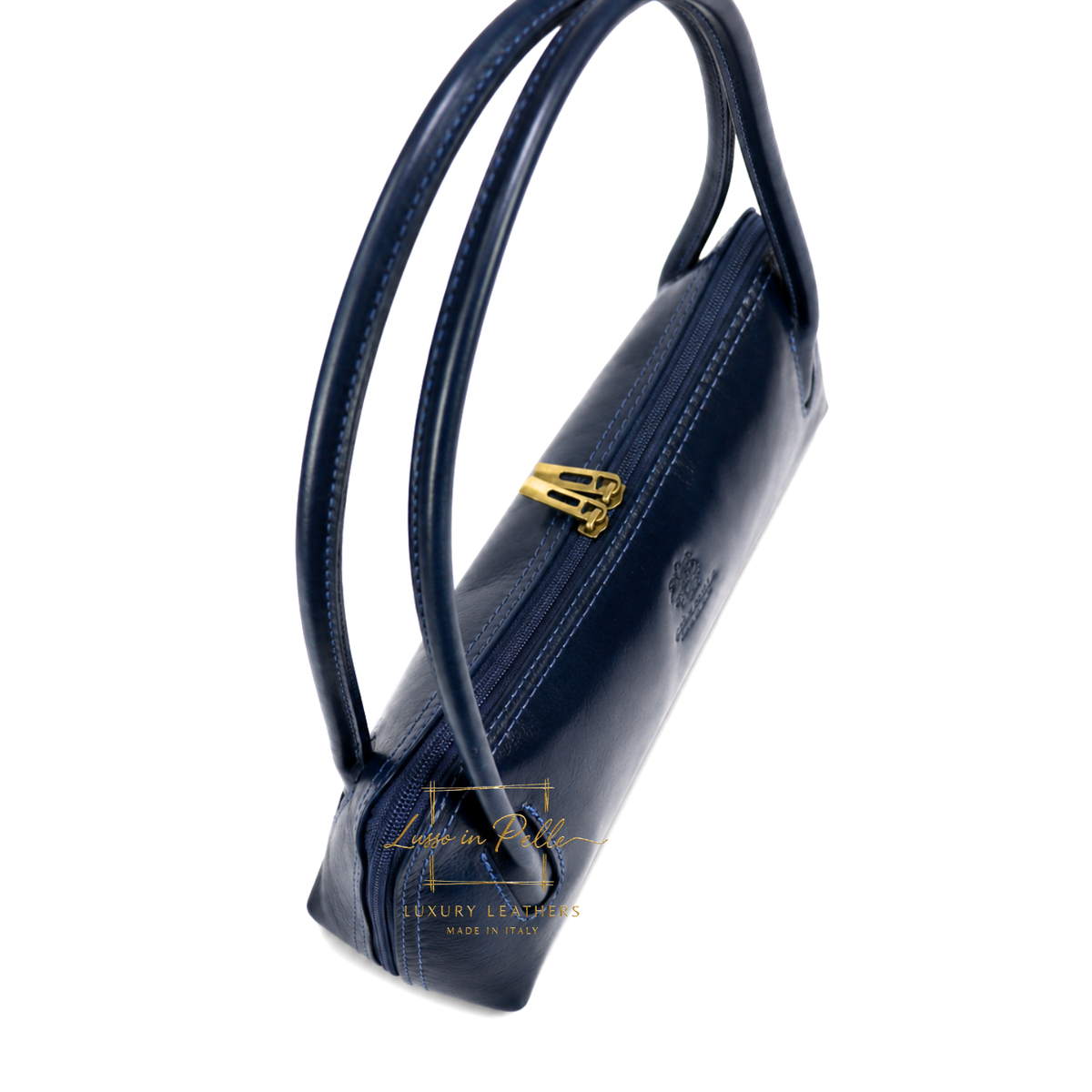 Buffered Leather Elongated Structured Florence Shoulder Bag