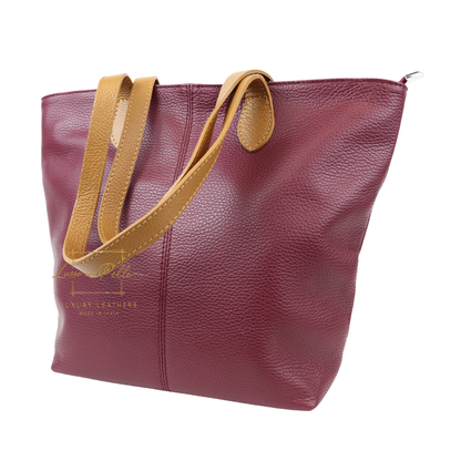 The Essential Tote (Handmade Italian Leather Shoulder Bag Tan Handle)