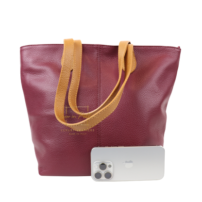 The Essential Tote (Handmade Italian Leather Shoulder Bag Tan Handle)