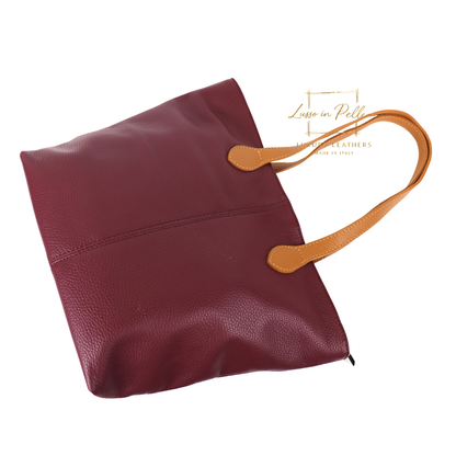 The Essential Tote (Handmade Italian Leather Shoulder Bag Tan Handle)