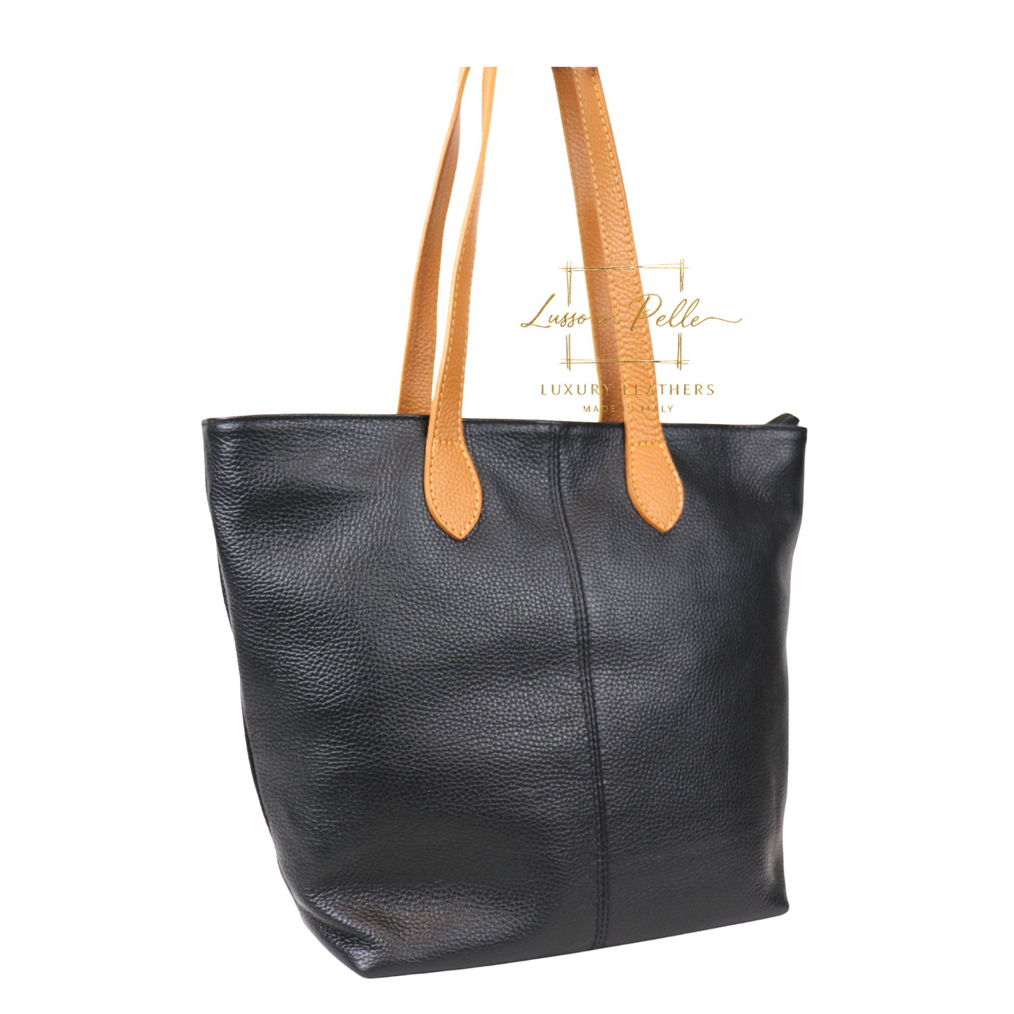 The Essential Tote (Handmade Italian Leather Shoulder Bag Tan Handle)