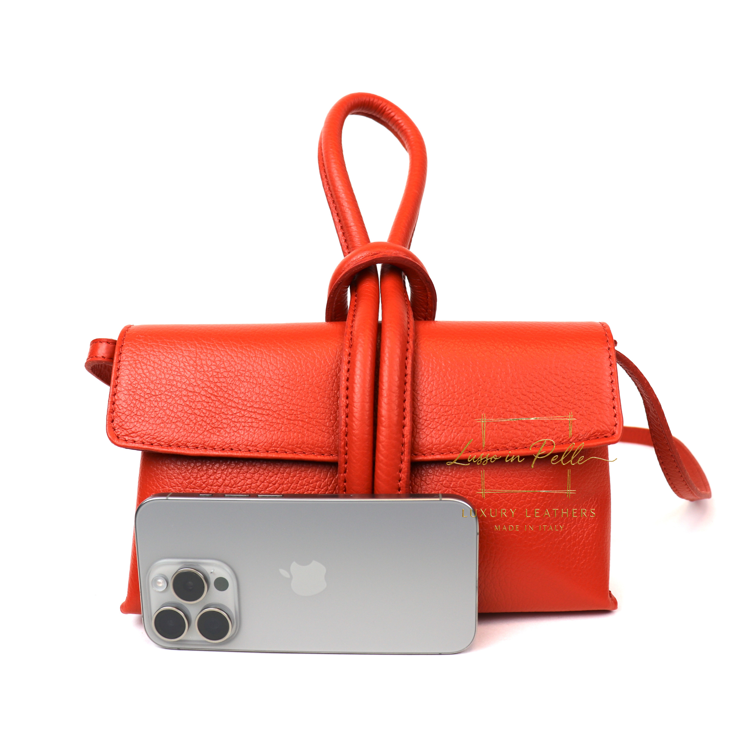 Rose Italian Leather Versatile Leather Bag - Wrist Bag - Clutch Bag