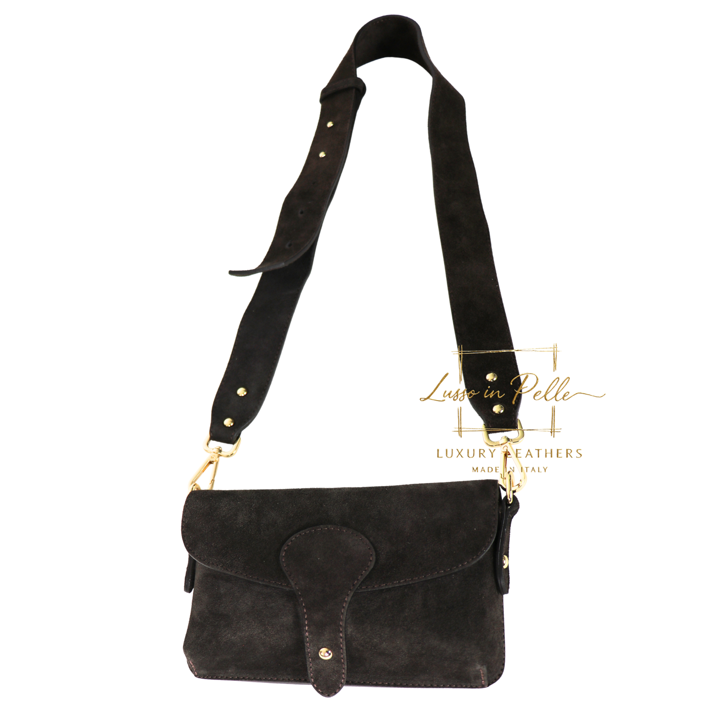Small Suede Crossbody Bag with Wide Adjustable Strap