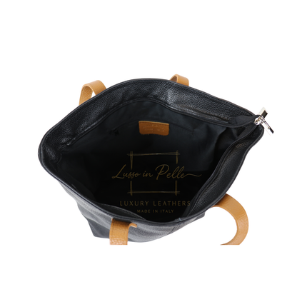 The Essential Tote (Handmade Italian Leather Shoulder Bag Tan Handle)