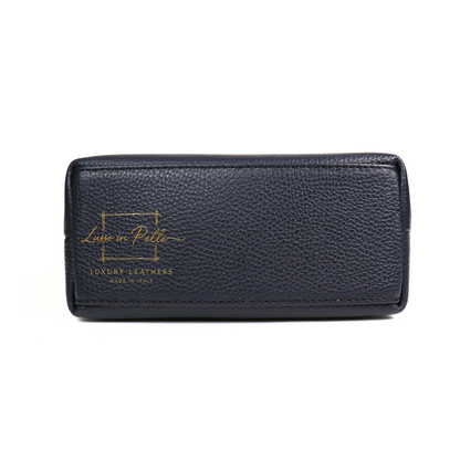 Italian Genuine Leather Mini Grab Bag with Detachable Crossbody Strap