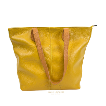 The Essential Tote (Handmade Italian Leather Shoulder Bag Tan Handle)