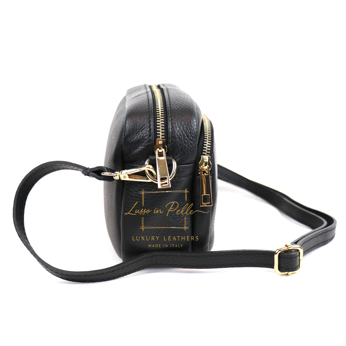 Double Zip Genuine Italian Leather Handbag
