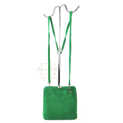 Ella Small Square Suede Crossbody Bag with Detachable Straps
