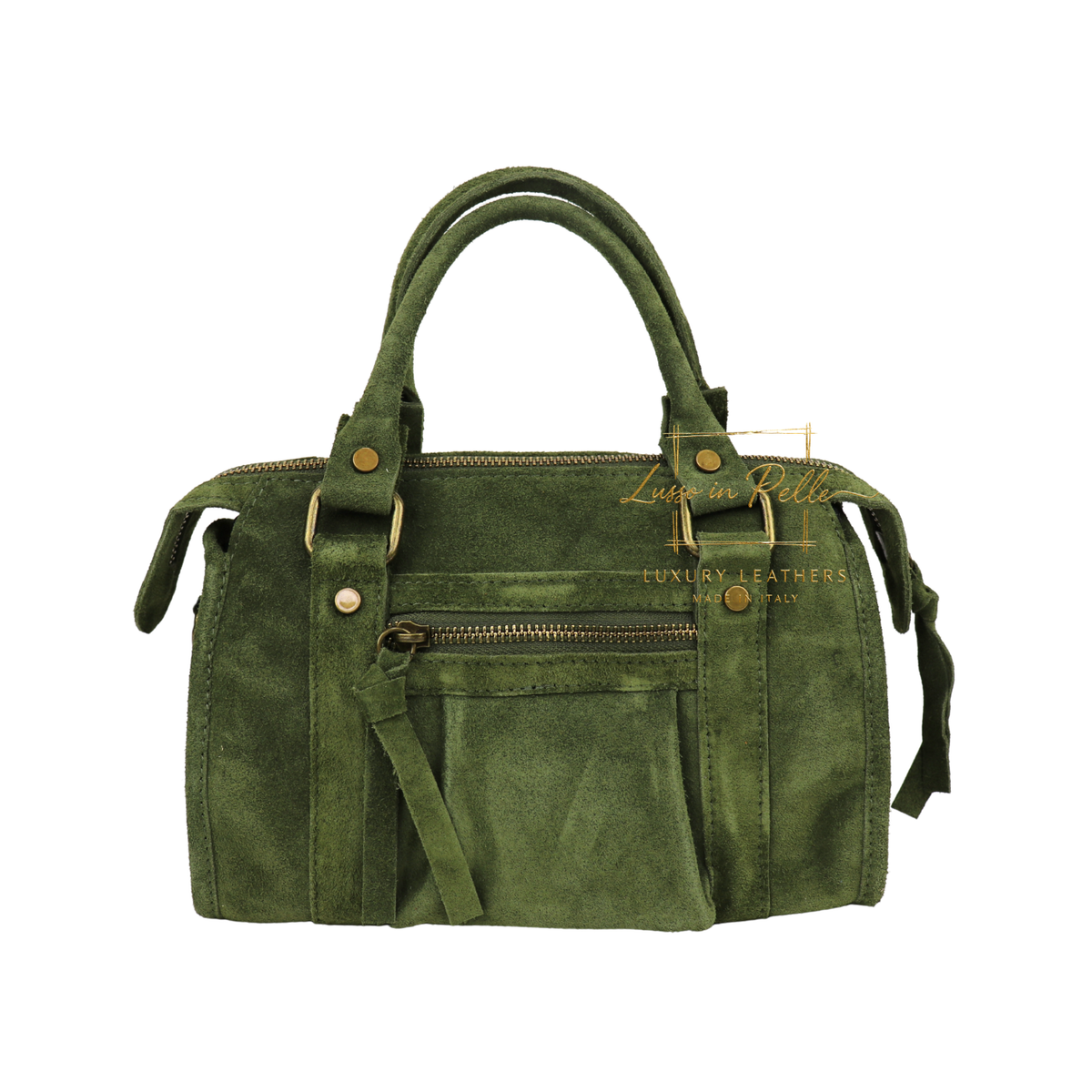 Small Suede Top Handle Crossbody Bag – Soft Genuine Leather Handbag with Detachable Strap