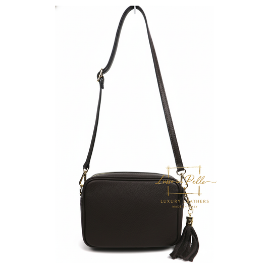 Sierra Genuine Italian Pebbled Leather Box Handbag