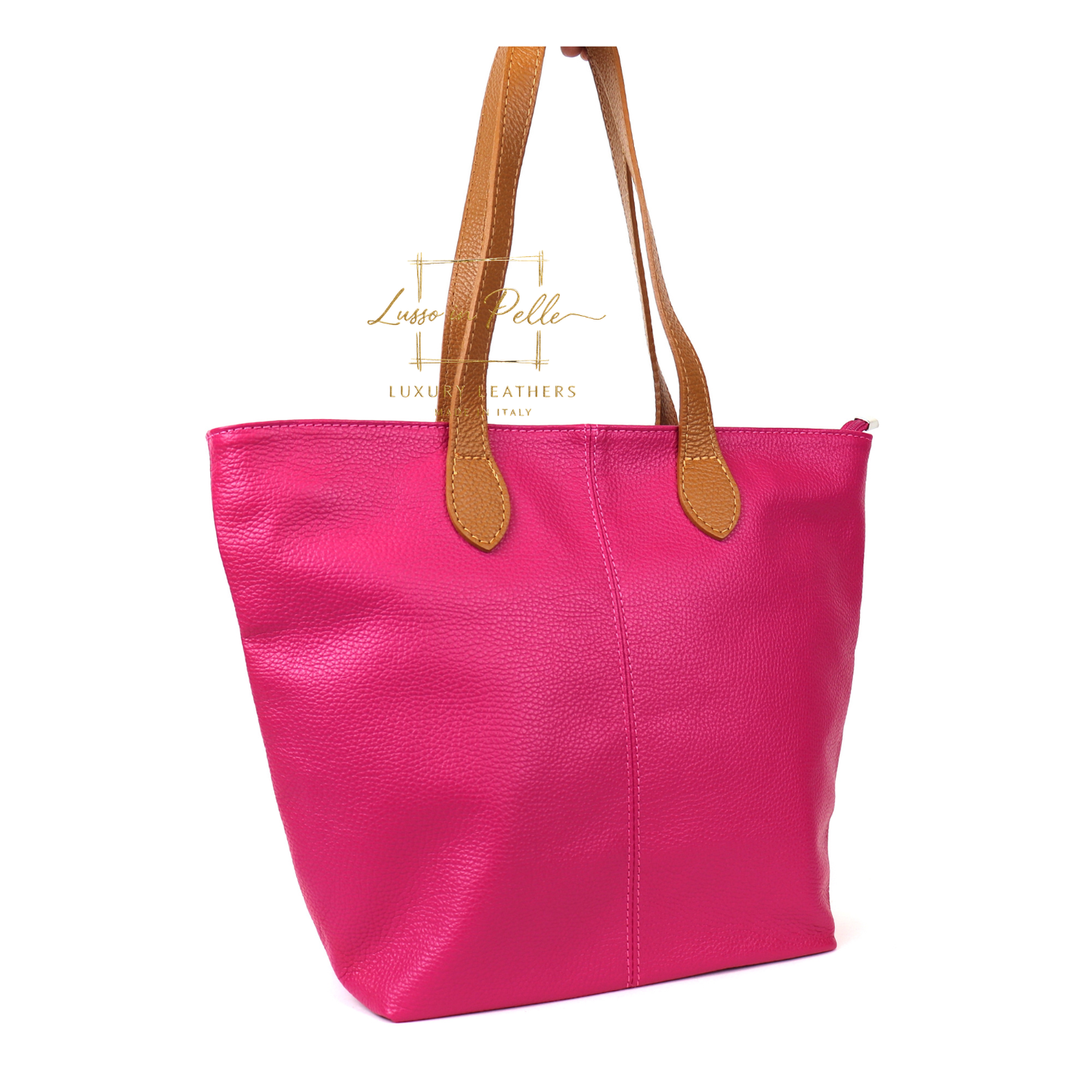 The Essential Tote (Handmade Italian Leather Shoulder Bag Tan Handle)