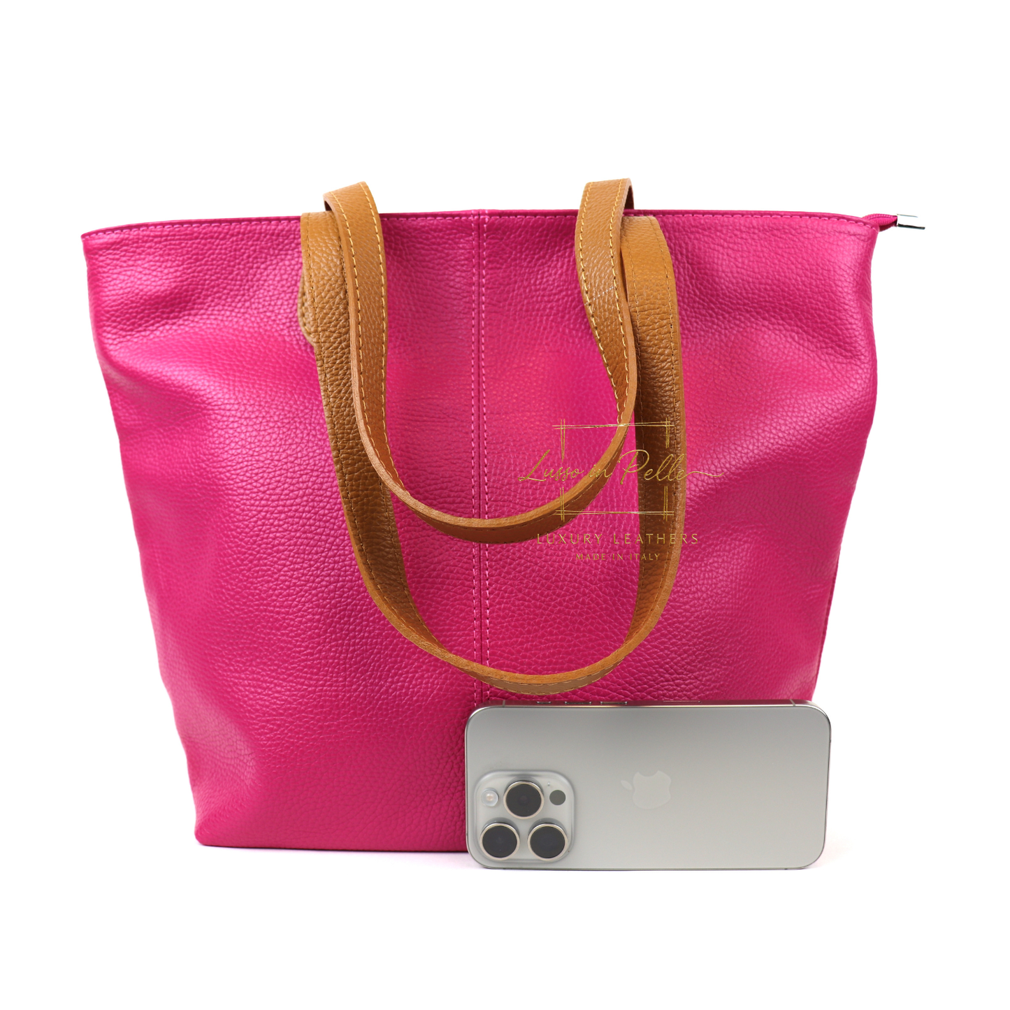 The Essential Tote (Handmade Italian Leather Shoulder Bag Tan Handle)