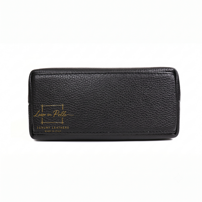 Italian Genuine Leather Mini Grab Bag with Detachable Crossbody Strap