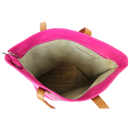 The Essential Tote (Handmade Italian Leather Shoulder Bag Tan Handle)