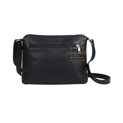 Italian Genuine Leather Multi Compartment Crossbody Bag with Front Zip Pocket