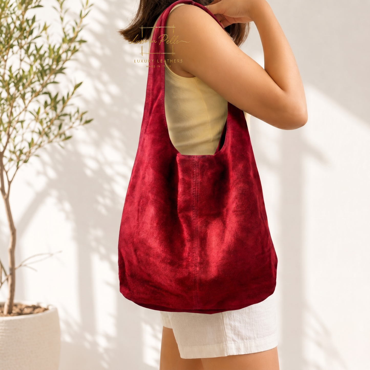 Cali Genuine Suede Hobo Slouchy Shoulder Bag