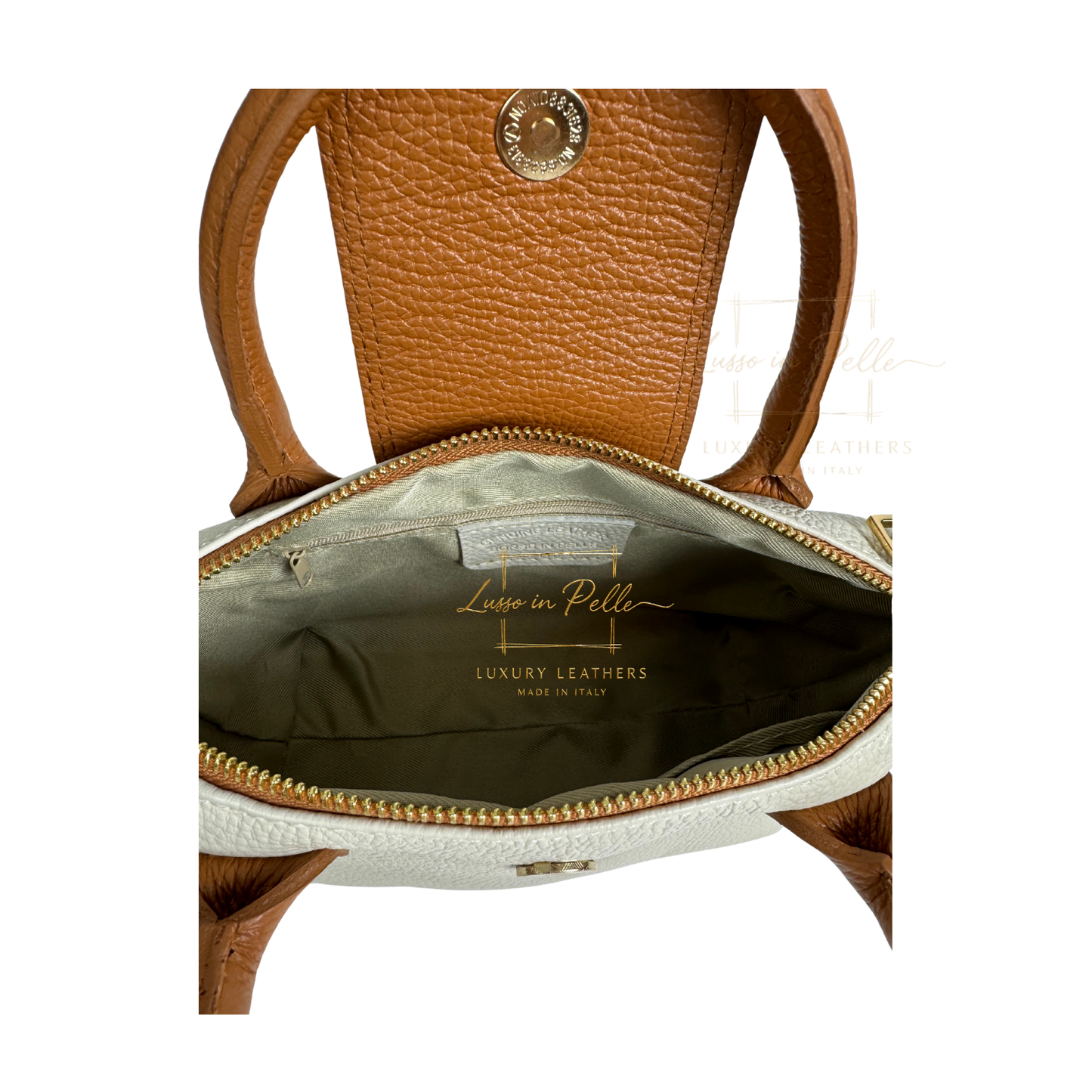 Italian Genuine Leather Mini Grab Bag with Detachable Crossbody Strap